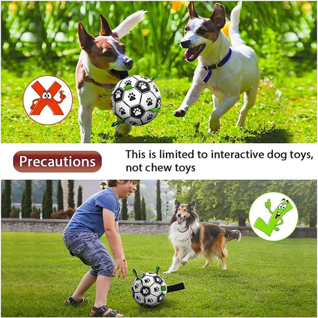 Dog Soccer Ball w/Grab Tabs Interactive Pet Dog Toy Football