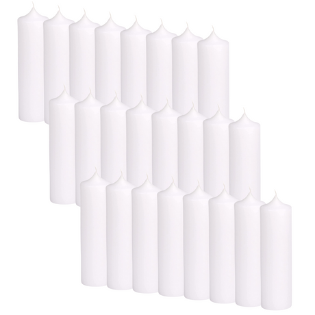 24x Premium Church Candle Pillar Candles White Unscented Lead Free 72Hrs - 7*14cm