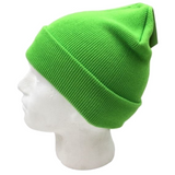 PLAIN BEANIE Unisex Mens Womens Winter Warm Hat Ski Cap Knit One Size - Fluro Green