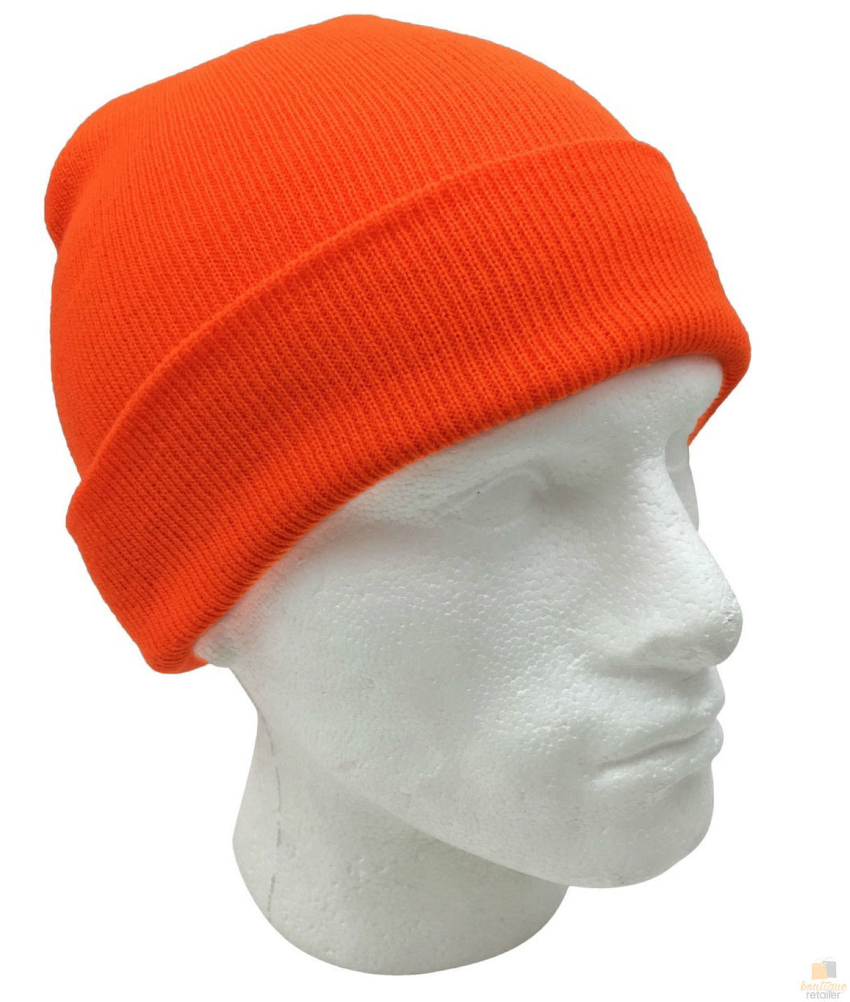 PLAIN BEANIE Unisex Mens Womens Winter Warm Hat Ski Cap Knit One Size - Fluro Orange