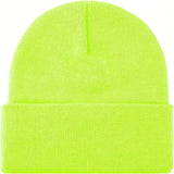 PLAIN BEANIE Unisex Mens Womens Winter Warm Hat Ski Cap Knit One Size - Fluro Yellow