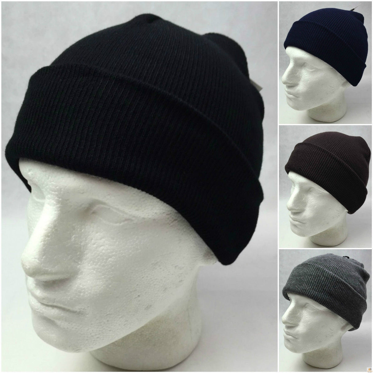 PLAIN BEANIE Unisex Mens Womens Winter Warm Hat Ski Cap Knit One Size - Navy Blue