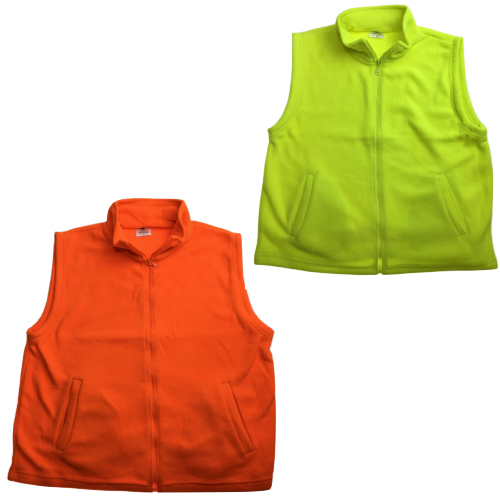 PLAIN HI VIS Polar Fleece Vest Full Zip Safety Workwear High Visibility Fleecy