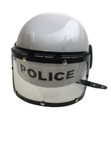 POLICE HAT Plastic Helmet Cap Costume Party w Strap Clear Visor - White