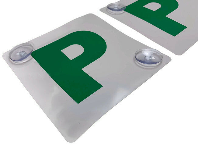 2x GREEN P PLATES Stay-Put Suction Disks Probationary Car Window Signs NSW