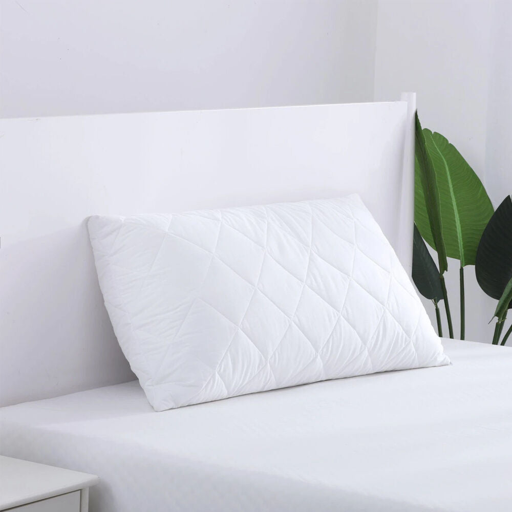 10x Quilted Cotton Pillow Protector 74cm x 48cm Case Breathable Slip in White