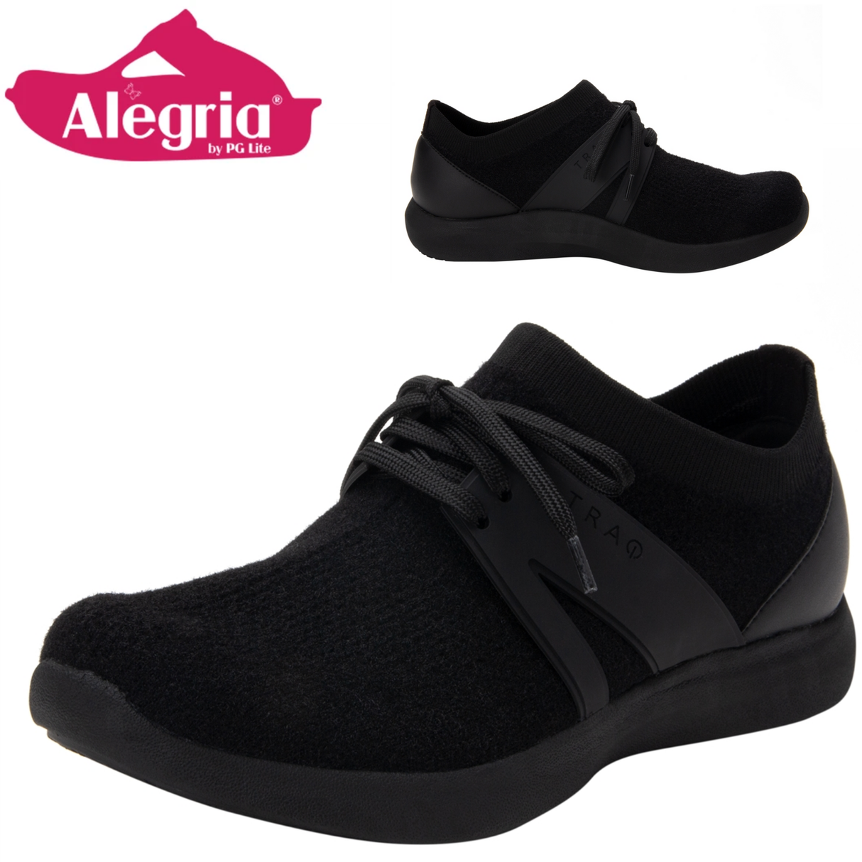 Traq By Alegria Womens Qool Comfort Smart Walking Shoe Sneaker - Fuzz Black