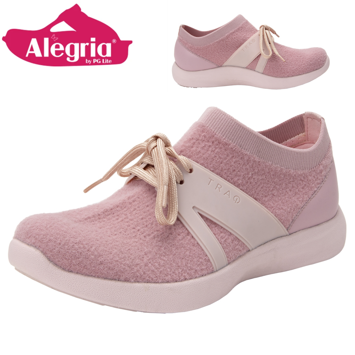 Traq By Alegria Womens Qool Comfort Smart Walking Shoe Sneaker - Fuzz Blush