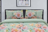 Queen Comforter Set with 2 Pillow Cases in Green Floral