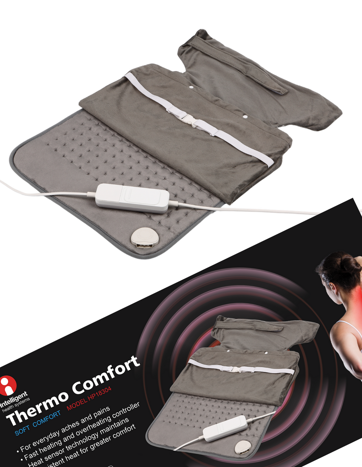 Large Thermo Comfort HEAT PAD Electric Pain Relief Heated Heating Mat w/ Chair Attachment