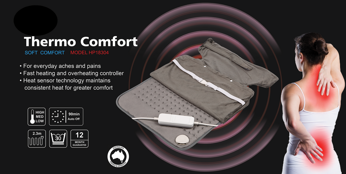 Large Thermo Comfort HEAT PAD Electric Pain Relief Heated Heating Mat w/ Chair Attachment