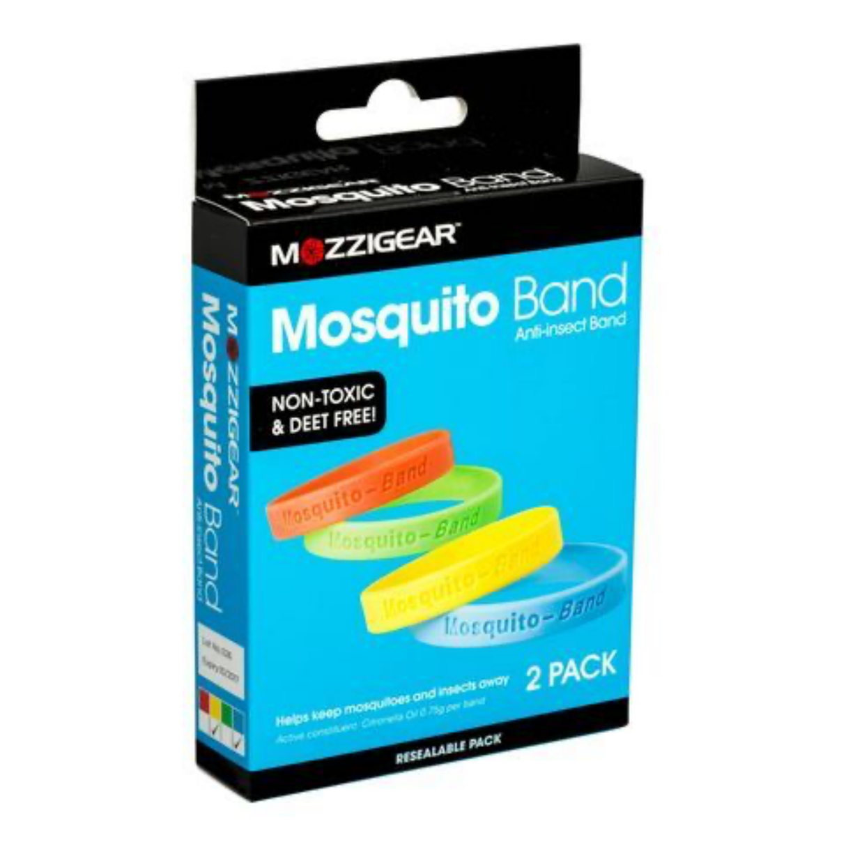 Mozzigear Mosquito Band Repellent Wrist Band Camping Hiking Non-Toxic 2pk