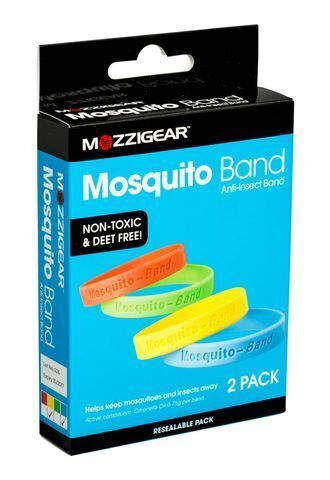 Mozzigear Mosquito Band Repellent Wrist Band Camping Hiking Non-Toxic 2pk