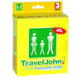 3pk Travel John! Disposable Urinal Resealable Leakproof Hygienic Toilet Odourless