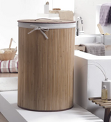 Compactor Round Natural Bamboo Laundry Hamper with Removable Liner 60cm x 40cm