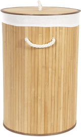 Compactor Round Natural Bamboo Laundry Hamper with Removable Liner 60cm x 40cm