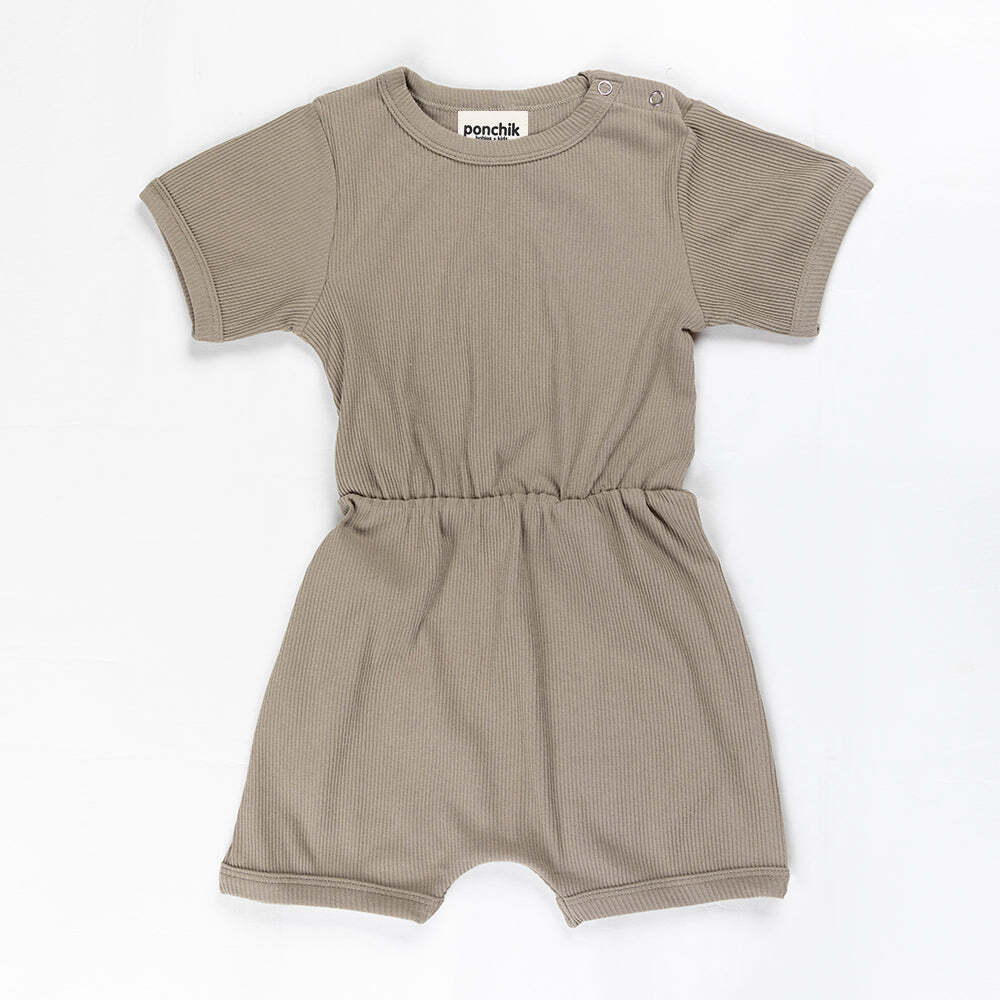 Ponchik Babies + Kids - Ribbed Cotton Romper - Artichoke Green