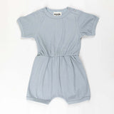 Ponchik Babies + Kids - Ribbed Cotton Romper - Capri Blue