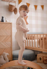 Ponchik Babies + Kids - Ribbed Cotton Romper - Sugar Cookie