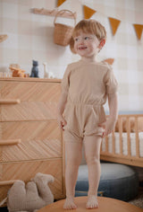 Ponchik Babies + Kids - Ribbed Cotton Romper - Sugar Cookie