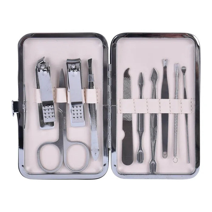 10pcs Stainless Steel Manicure Set Nail Cutter Cuticle Grooming - Silver