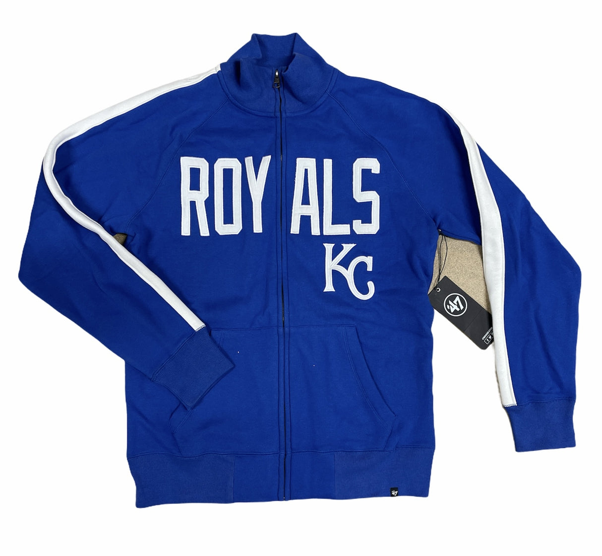 47' Kansas City Royals Team Mens Full Zip Pullover Baseball Jacket - Royal/White