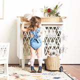 Ponchik Babies + Kids Ruffle Back Romper - Capri Blue