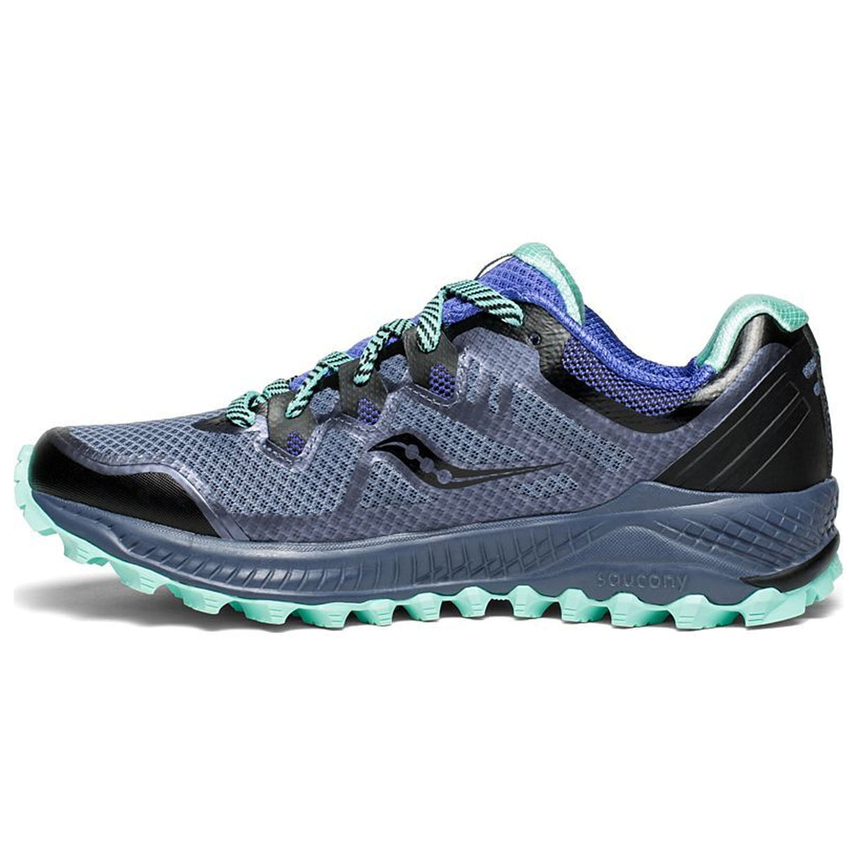 Saucony Womens Peregrine 8 Sneakers Runners Running Shoes - Green/Violet/Aqua