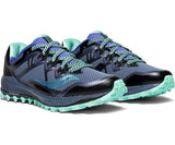 Saucony Womens Peregrine 8 Sneakers Runners Running Shoes - Green/Violet/Aqua