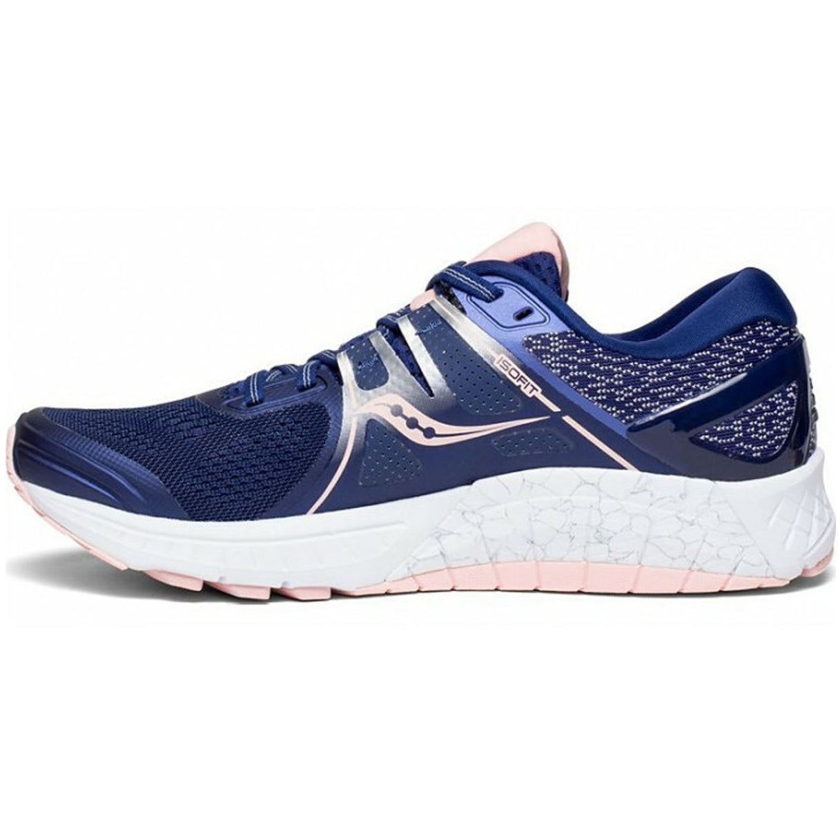 Saucony Womens Omni ISO Running Runners Sneakers Shoes - Navy/Blush