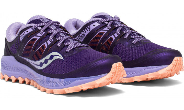 Saucony Womens Peregrine ISO Sneakers Runners Running Shoes - Purple/Peach