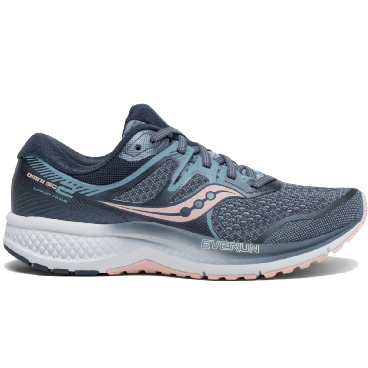 Saucony Womens Omni ISO 2 Shoes Sneakers Runners Running Sneakers - Grey/Pink