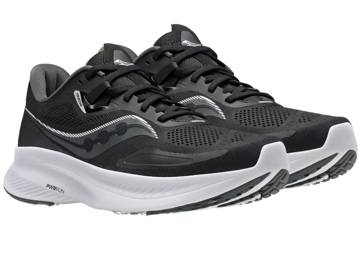 Saucony Womens Guide 15 Wide Athletic Sneakers Running Shoes - Black/White