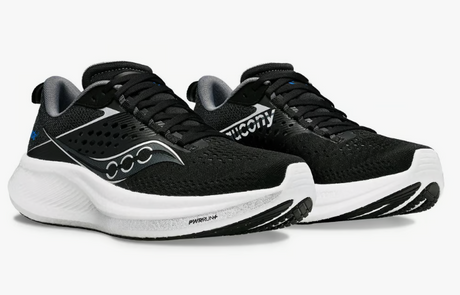 Saucony Womens Ride 17 Wide Shoes Sneakers Runners in Black/White