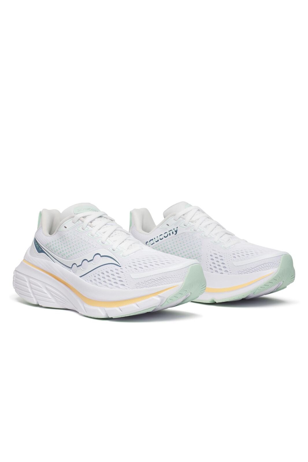 Saucony Womens Guide 17 Shoes Sneakers Runners in White/Peel