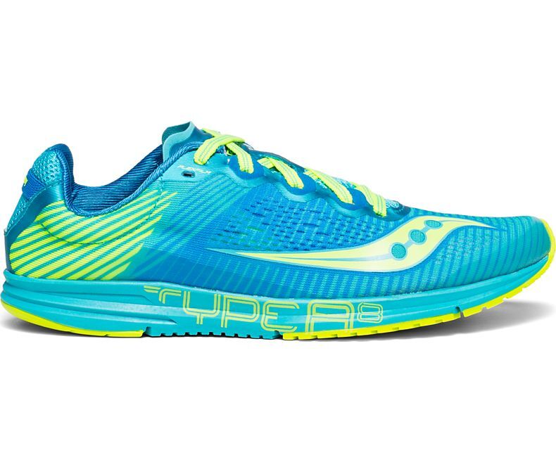 Saucony Women's TYPE A8 Racing Runners Sneakers Running Shoes - Blue/Citron