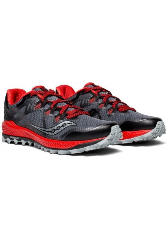 Saucony Mens Peregrine 8 Trail Hiking Shoes Runners Running Sneakers - Black/Red