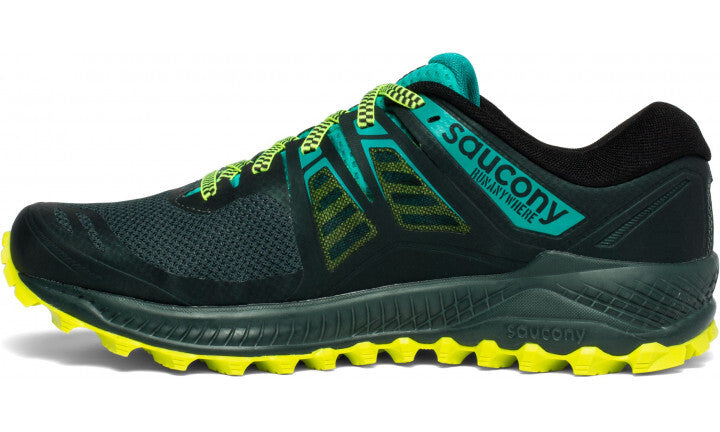 Saucony Mens Peregrine ISO Sneakers Runners Shoes Trail Running - Green/Teal