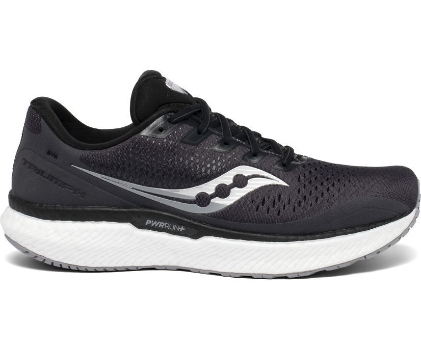 Saucony Triumph 18 Mens Running Shoe-Charcoal/White/Gris/Blanc