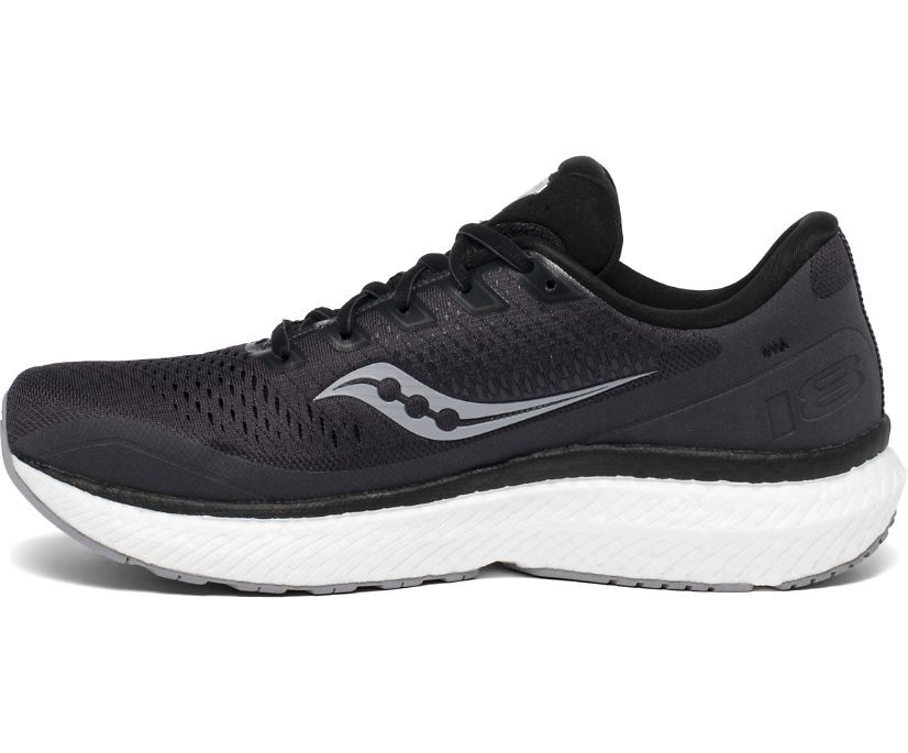 Saucony Triumph 18 Mens Running Shoe-Charcoal/White/Gris/Blanc