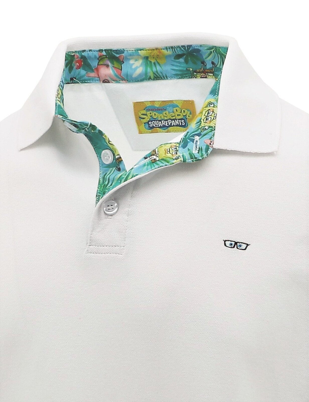 Spongebob Squarepants Mens Polo Shirt Top Hawaiian - White