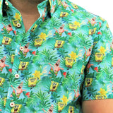 SpongeBob Squarepants Mens Short Sleeve Shirt Hawaiian Cotton Top