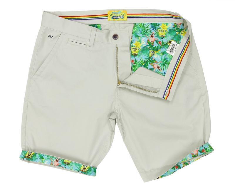 SpongeBob Squarepants Mens Hawaiian Shorts Summer - Grey - Grey