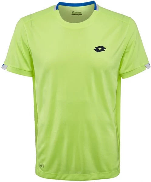 Lotto Mens Aydex III Tee Shirt Top Tennis Workout Sport - Yellow Neon/Atlantic