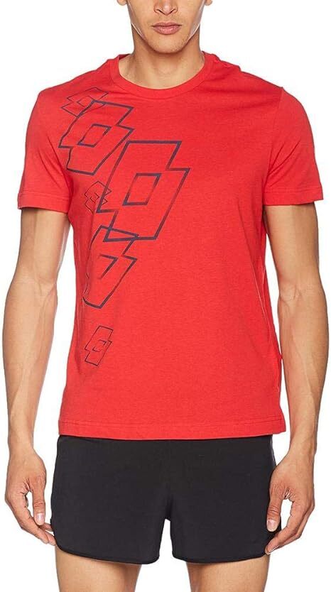 Lotto Mens Losanga Tee Shirt Soccer Tennis Sport - Red