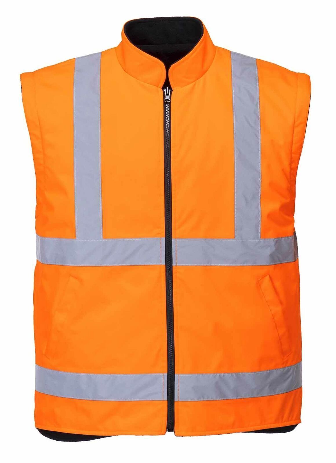 Portwest Hi-Vis Safety Workwear Waterproof Rain Jacket Coat 5-in-1 Two Tone - Orange/Navy