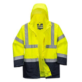 Portwest Winter Hi-Vis Safety Workwear Essential 5-in-1 Two Tone Jacket - Yellow/Navy