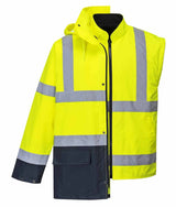 Portwest Winter Hi-Vis Safety Workwear Essential 5-in-1 Two Tone Jacket - Yellow/Navy