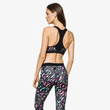 Lotto Womens Ursula V Top Bra Sports Fitness Tennis Training - Black Print