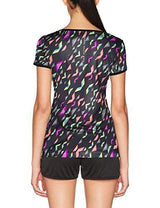 Lotto Womens Ursula V Tee Shirt PL Fitness Tennis Training - Black Print